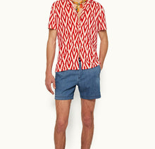 Howell Towelling Cano Geometric Capri Collar Towelling Shirt | Summer Red/White Sand
