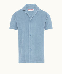Howell Towelling Relaxed Fit Capri Collar Cotton Towelling Shirt | Wish Blue