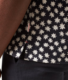 Howell Towelling Star Jacquard Relaxed Fit Capri Collar Cotton Towelling Shirt | Night Iris