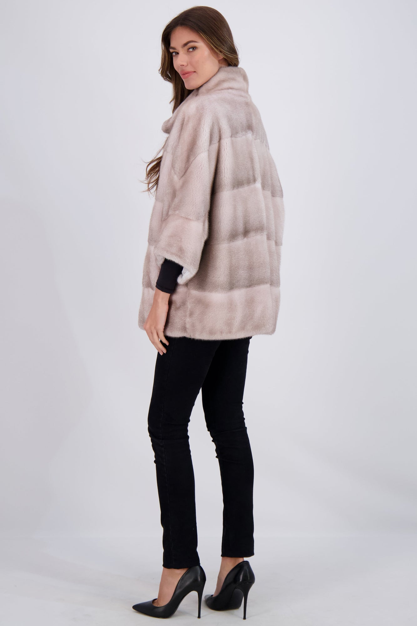 Mink Jacket | Women | Silver Blue x White