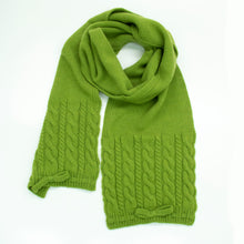 Womens | Cashmere Scarf with Cables | Olive