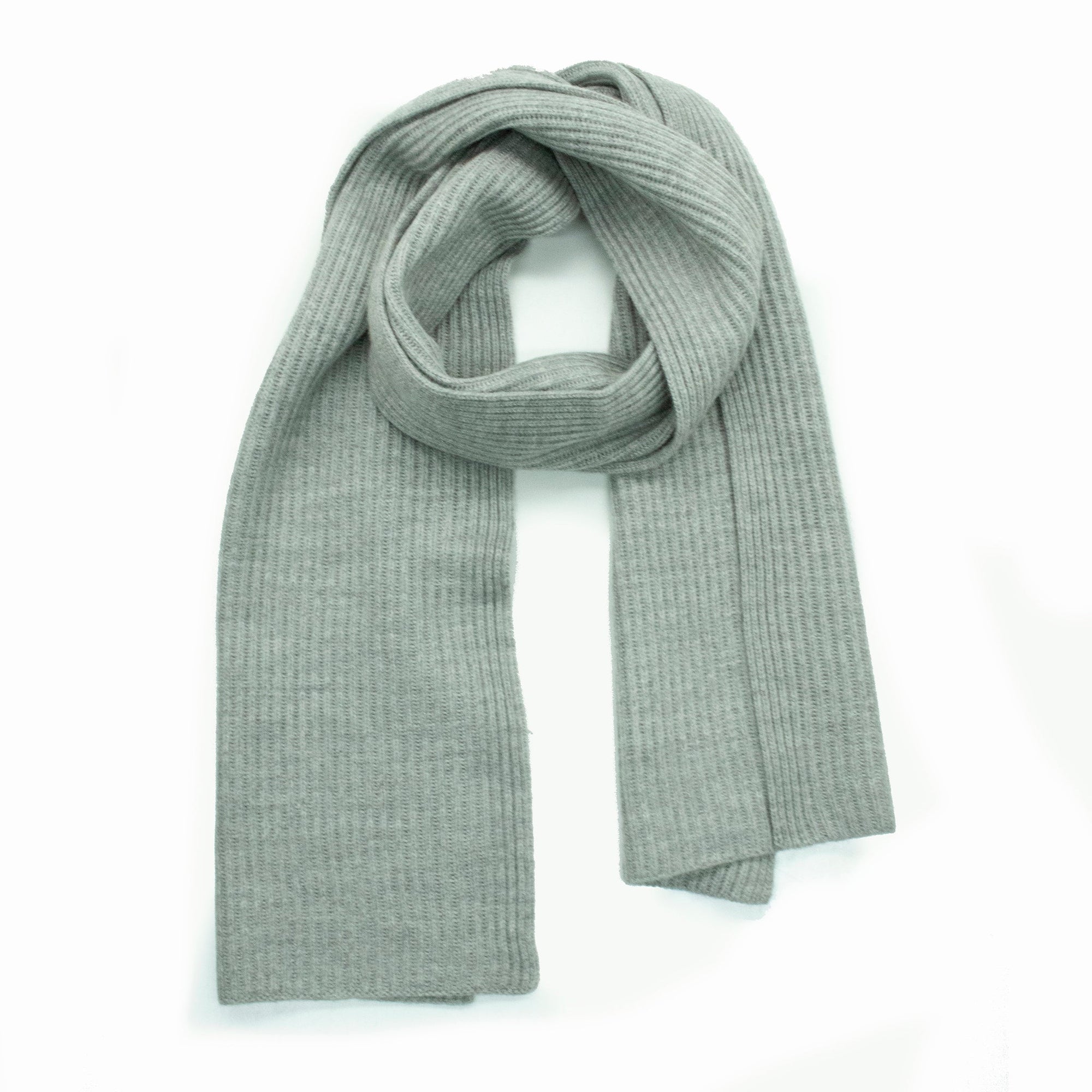 Merino Ribbed Scarf | Light Grey