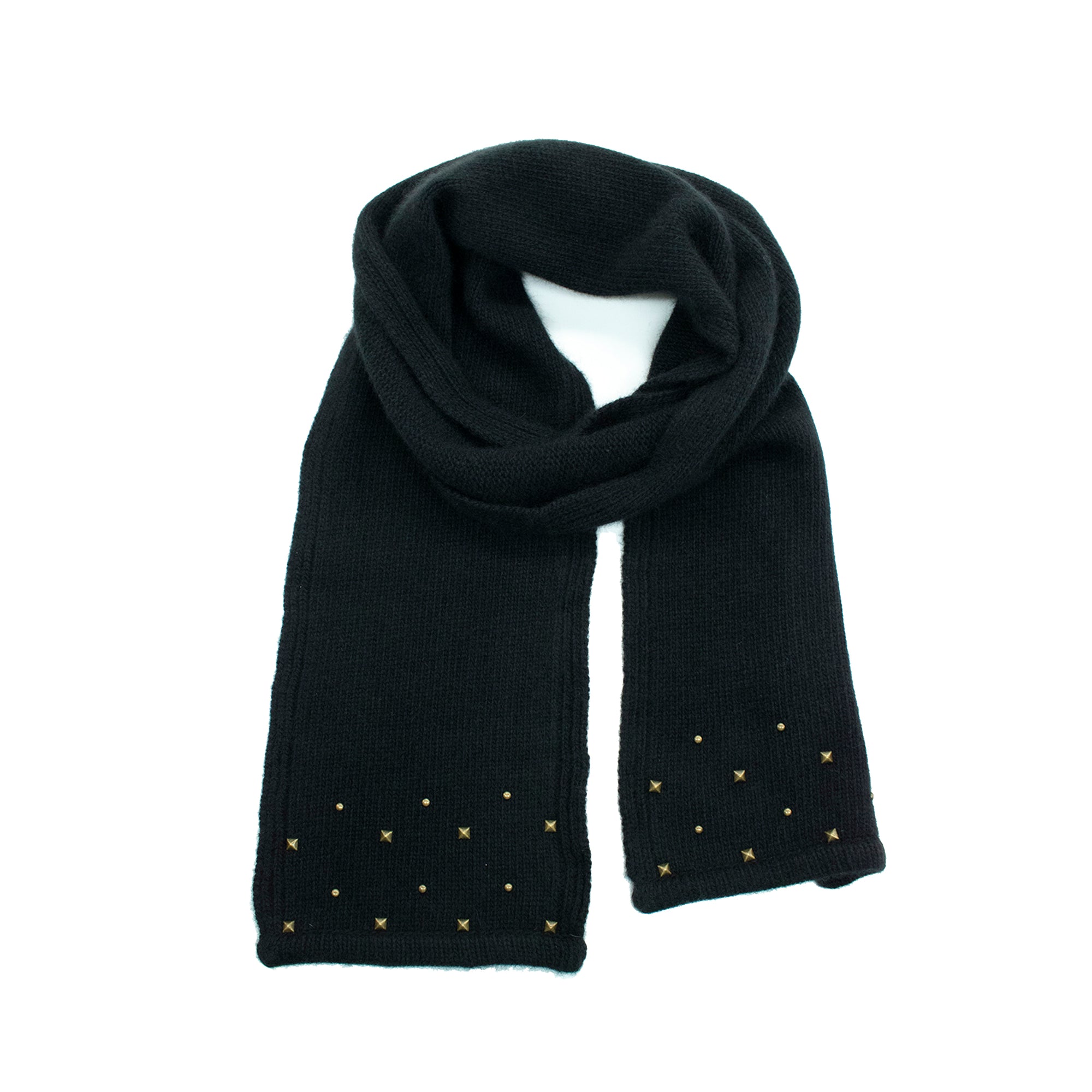 Womens | Cashmere Scarf with Studs | Black