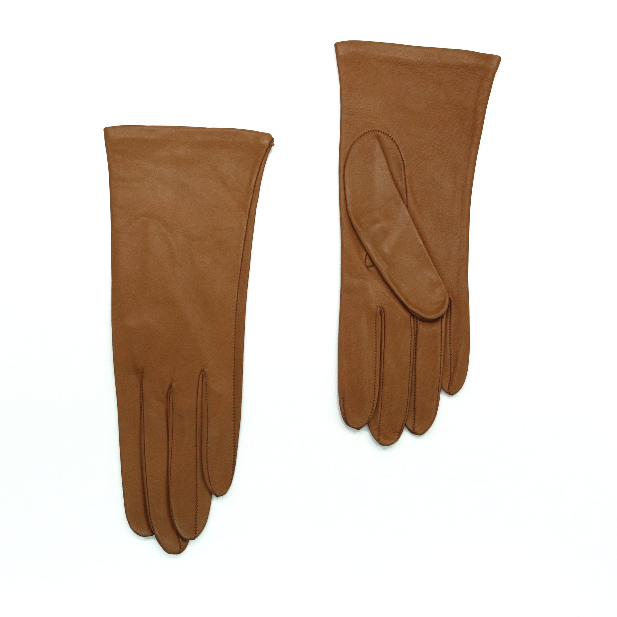 Womens | Silk Lined Leather Gloves | Tobacco