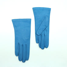 Womens | Silk Lined Leather Gloves | Denim Blue