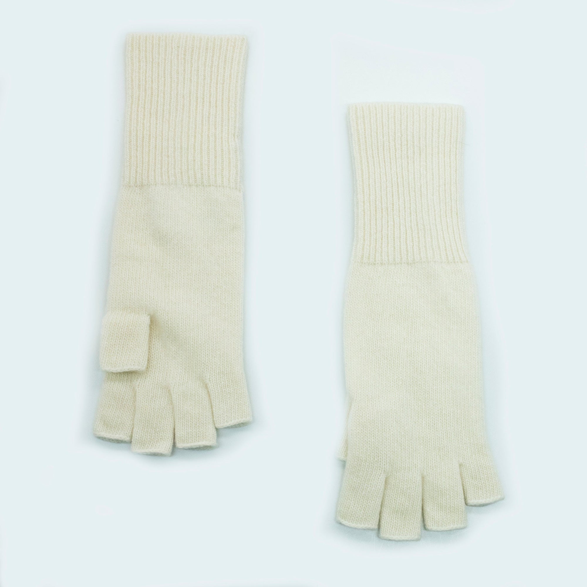 Cashmere Fingerless Gloves | White