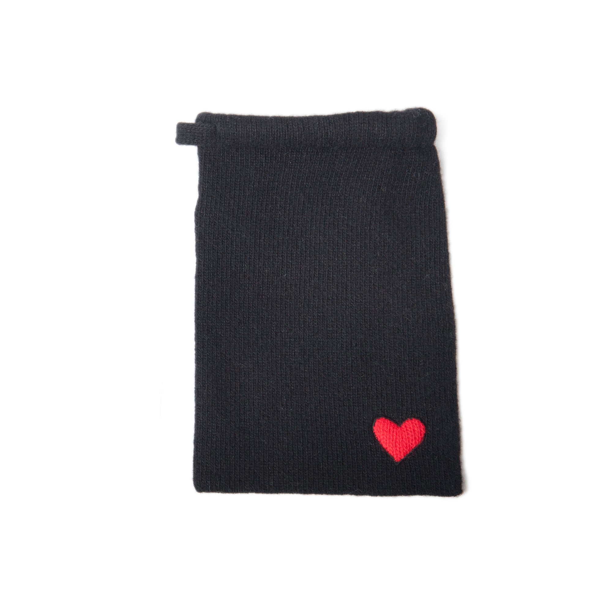 Unisex | Cashmere Pouch - Red Heart | Black