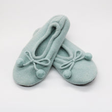Womens | Cashmere Slippers with Poms | Cloud Blue