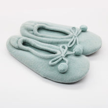 Womens | Cashmere Slippers with Poms | Cloud Blue