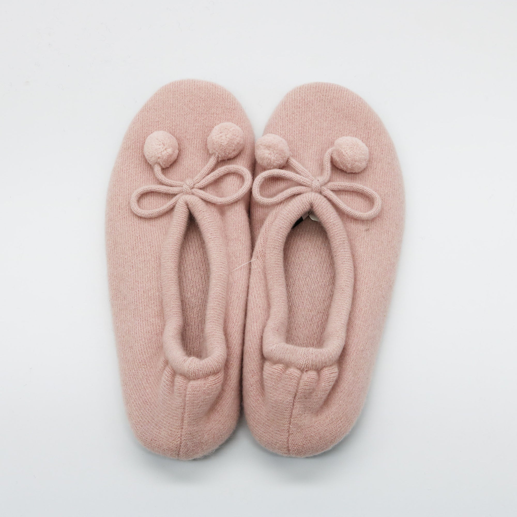 Womens | Cashmere Slippers with Poms | Powder Pink