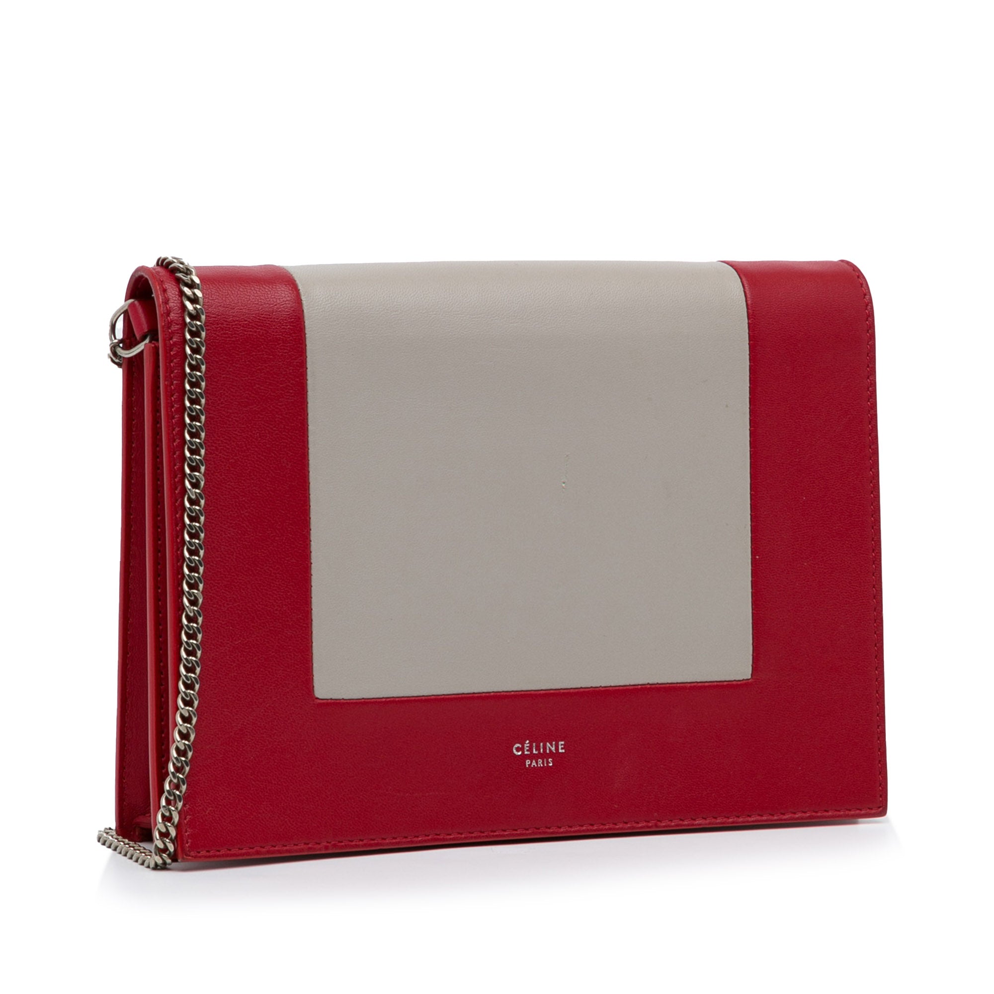 Céline Pre-Owned Frame Leather Wallet on Chain | Women | Red