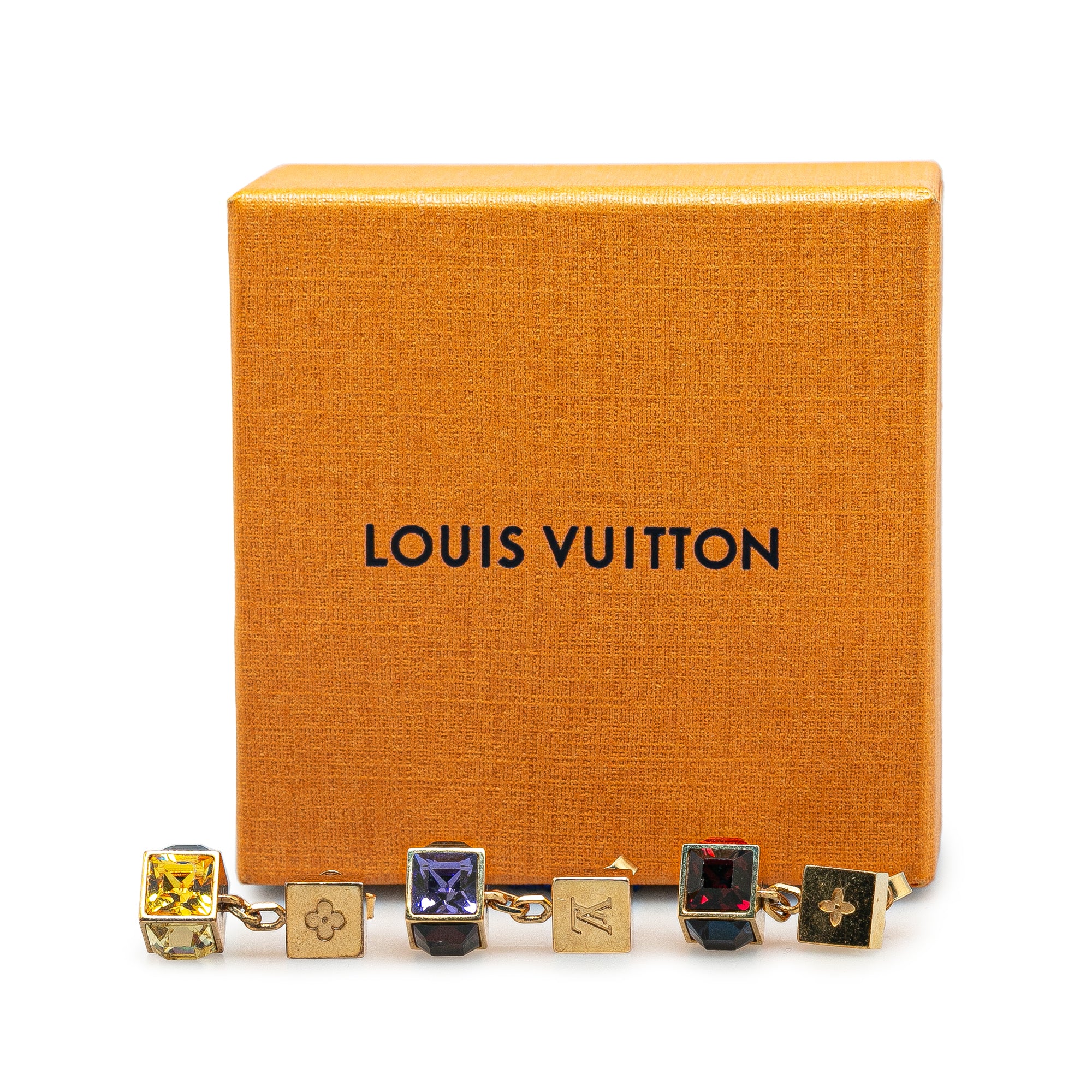 Louis Vuitton Pre-Owned Crystal Gamble Drop Earrings | Women | Gold