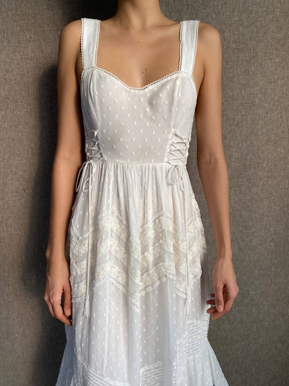 Rococo Sand | Tyra Sweetheart-Neck Long Dress | White