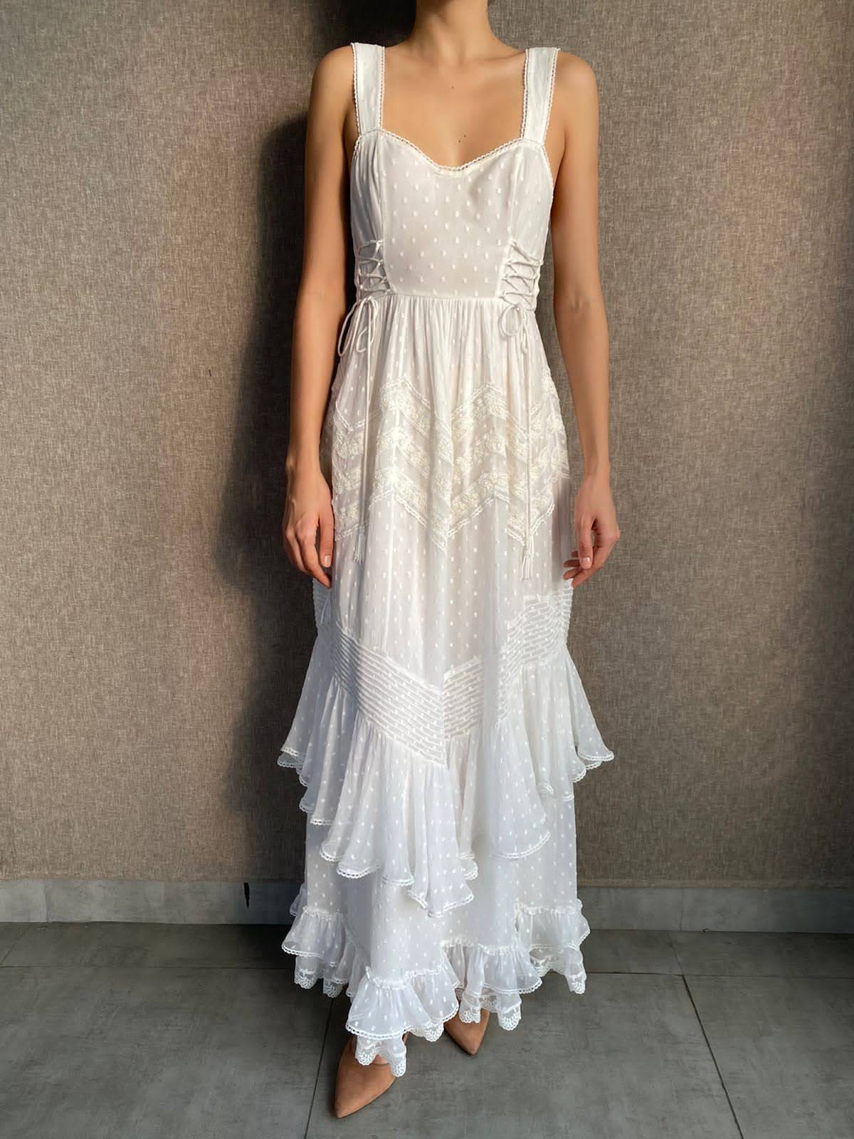Rococo Sand | Tyra Sweetheart-Neck Long Dress | White