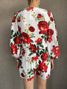 Rococo Sand | Rosie Shorts | White w/Red Roses