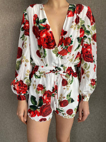 Rococo Sand | Rosie Shorts | White w/Red Roses