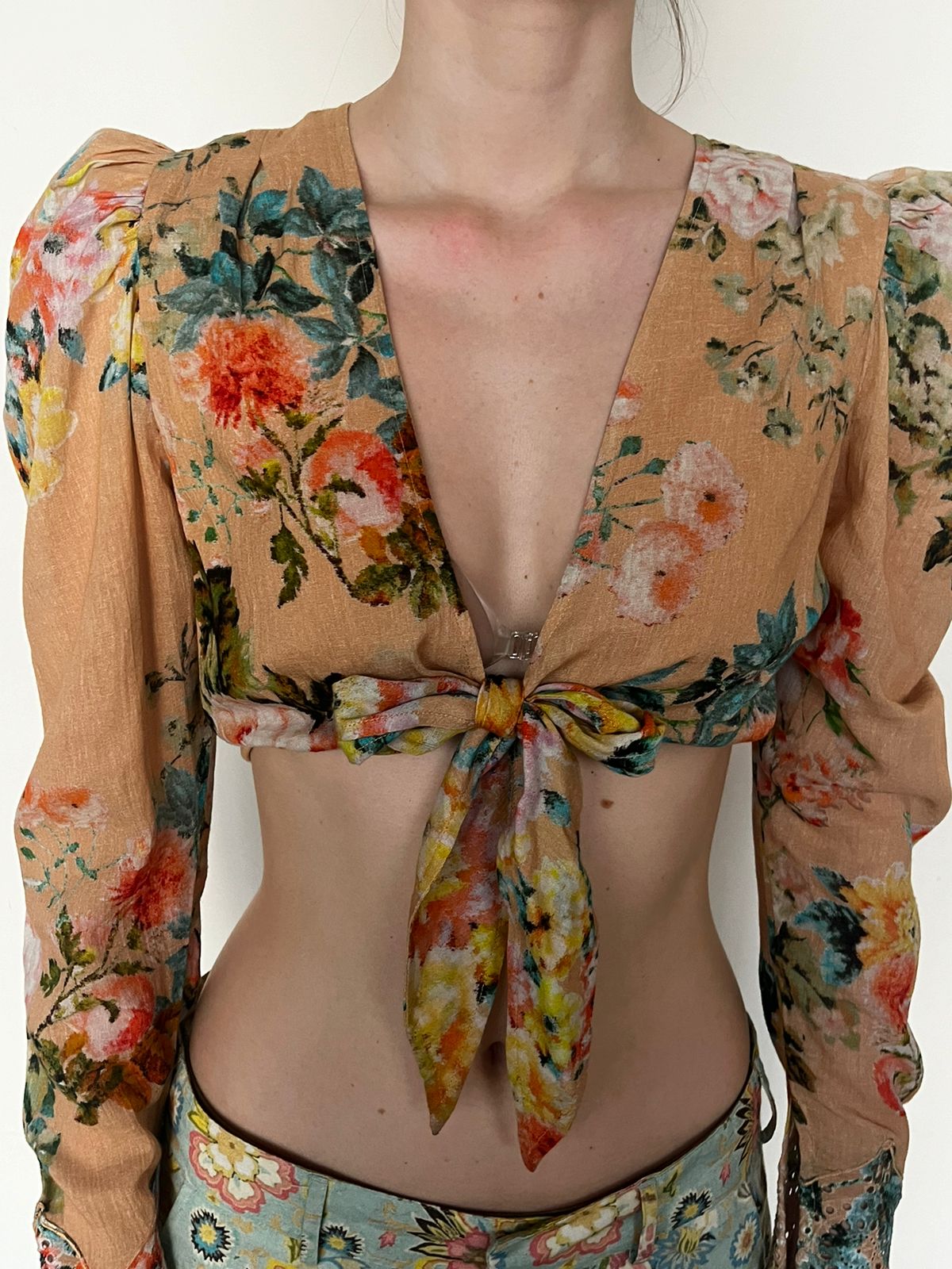Hemant & Nandita | Jolie Floral Crop Top | Cantaloupe