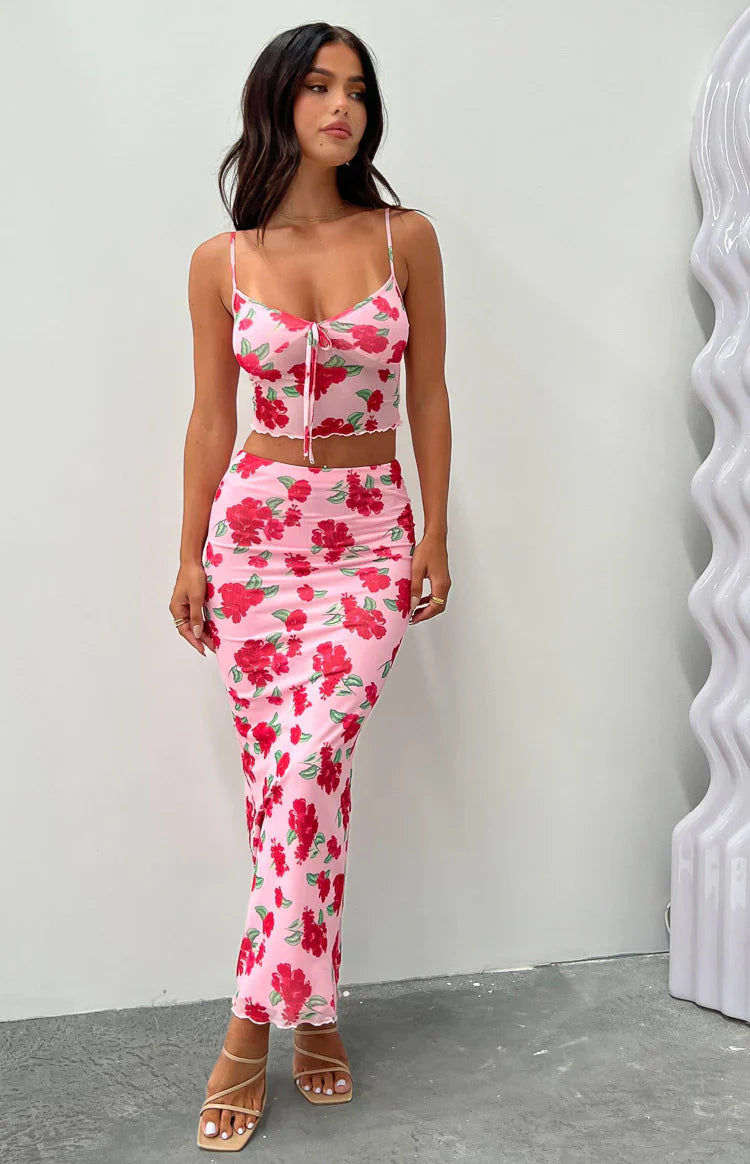 Emz Floral Mesh Cami | Pink