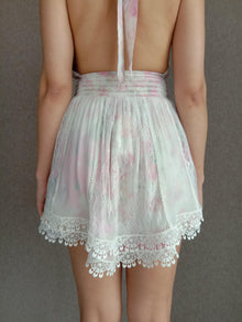 Rococo Sand | Dora Floral Short Dress | White/Pink