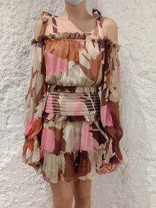 Rococo Sand | Aerin Short Dress | Beige Multi