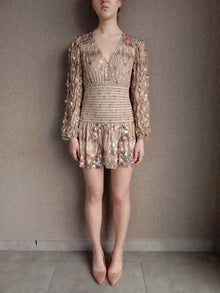 Rococo Sand | Elsa Short Dress | Beige Multi