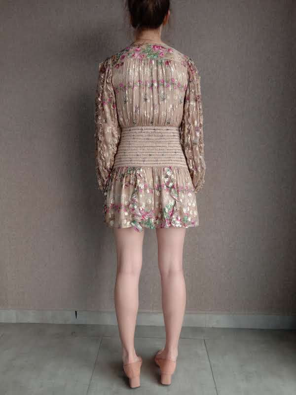 Rococo Sand | Elsa Short Dress | Beige Multi
