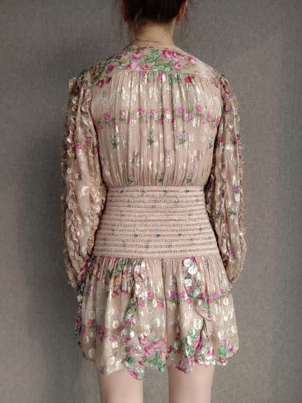 Rococo Sand | Elsa Short Dress | Beige Multi