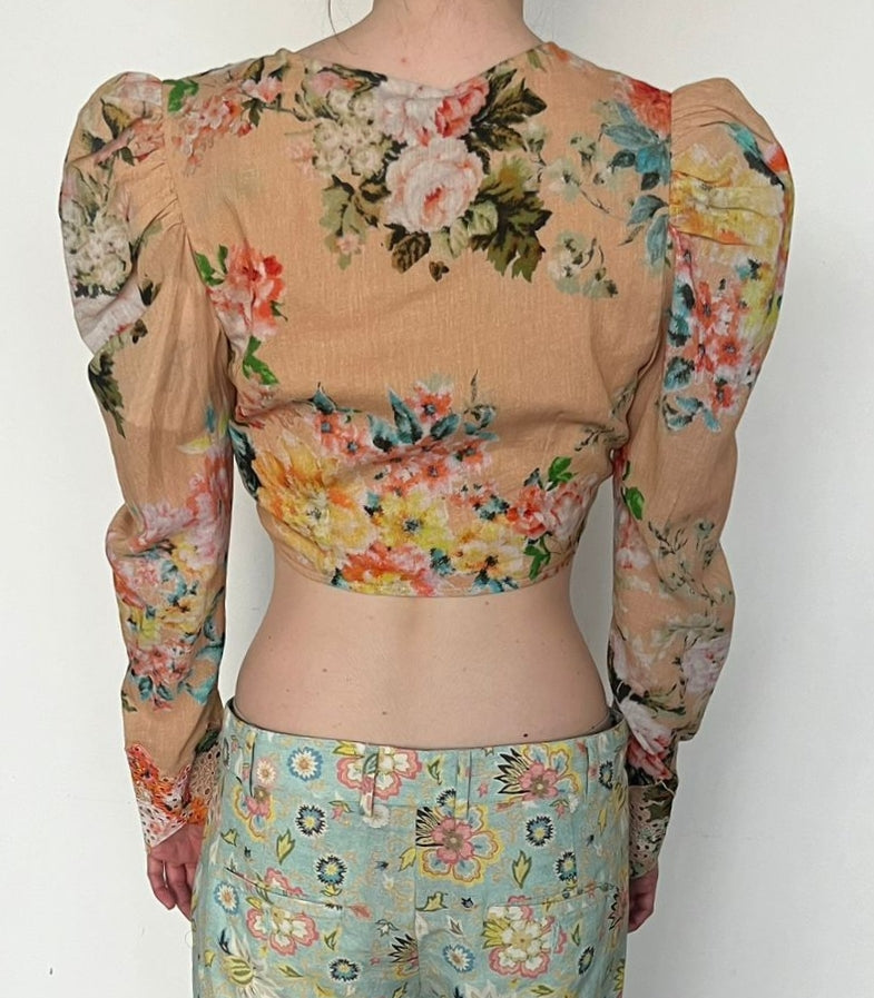 Hemant & Nandita | Jolie Floral Crop Top | Cantaloupe