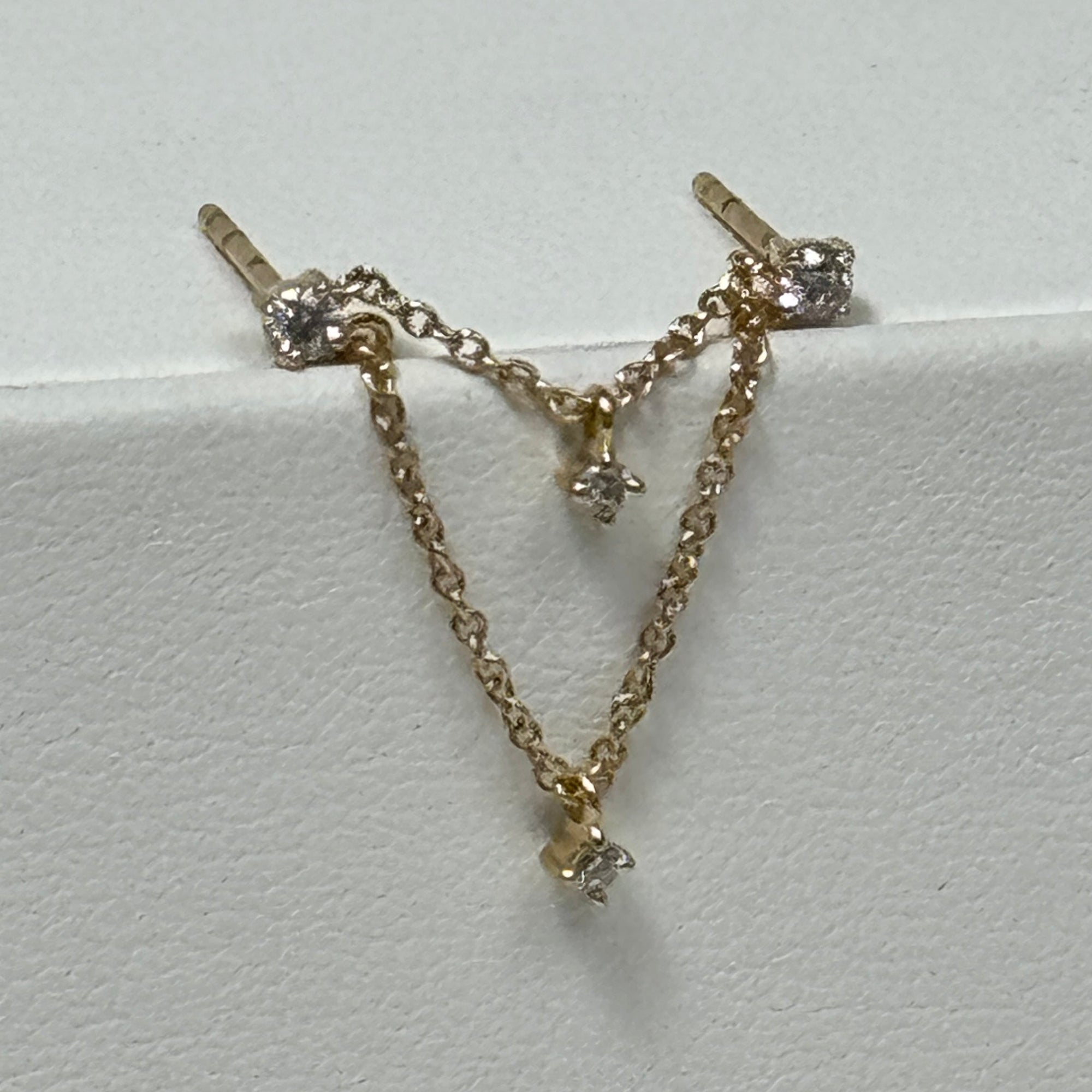 Diamond Drop Double Stud | 14K Yellow Gold | 0.20 CTW (Approx) White Diamond