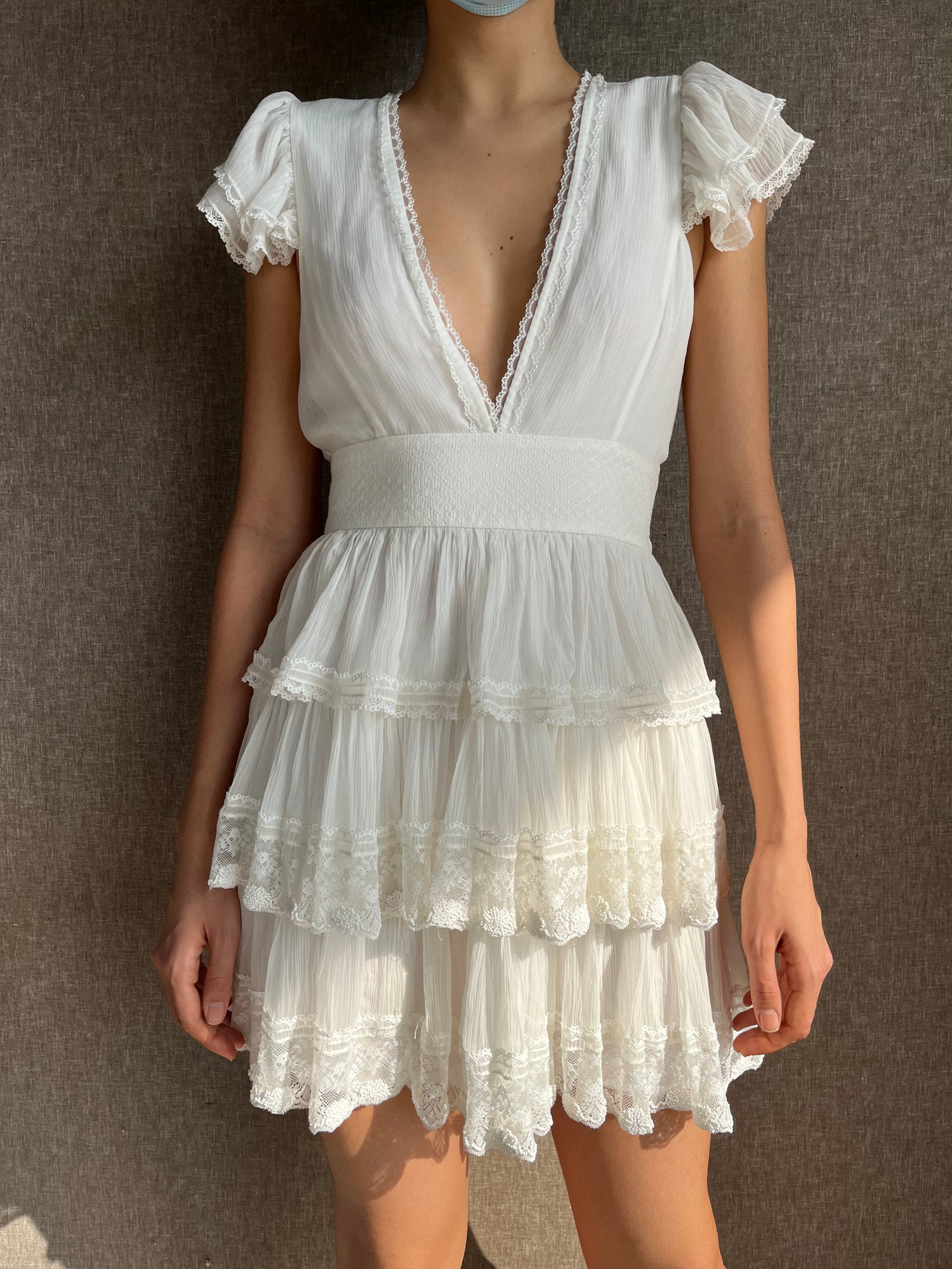 Rococo Sand | Ciara Short-Sleeve Short Dress | White