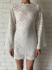 Rococo Sand | Pearl High-Neck Back-Button Mini Dress | Pearl
