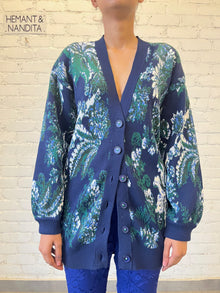 Hemant & Nandita | Keva Oversized Cardigan | Green/Blue