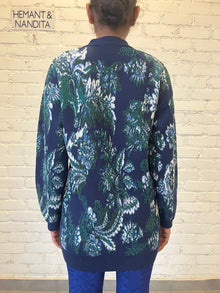 Hemant & Nandita | Keva Oversized Cardigan | Green/Blue