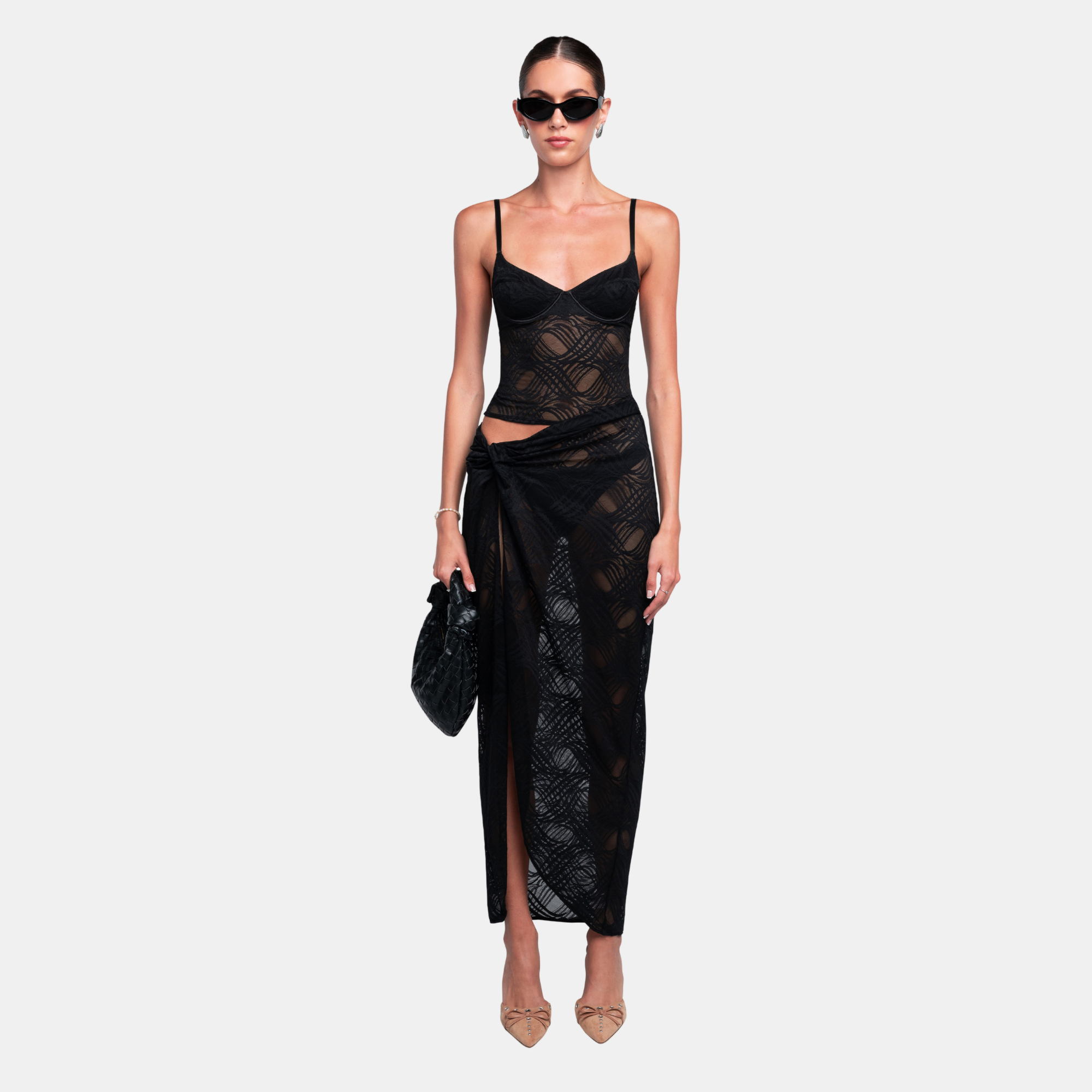 OW Collection IRIS Lace Skirt Skirt 121 - Black
