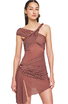 Izel Dress | Cocoa Ecru Stripe