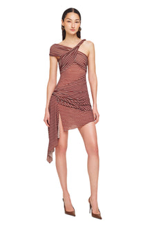 Izel Dress | Cocoa Ecru Stripe