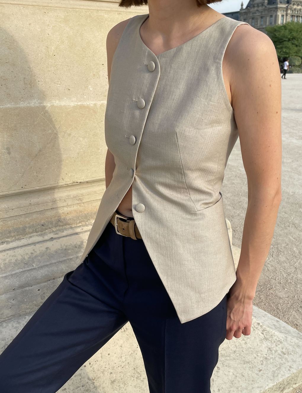 Womens | The Sculpted Vest | Sand