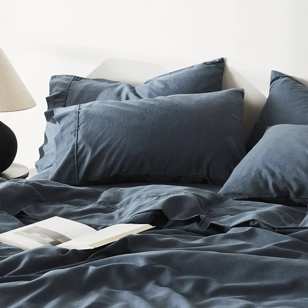 Linen+ Bamboo Pillowcase Set, King | Ink | Set of 2