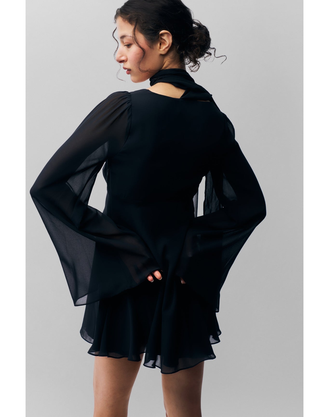 Issy Mini Wrap Around Dress | Black