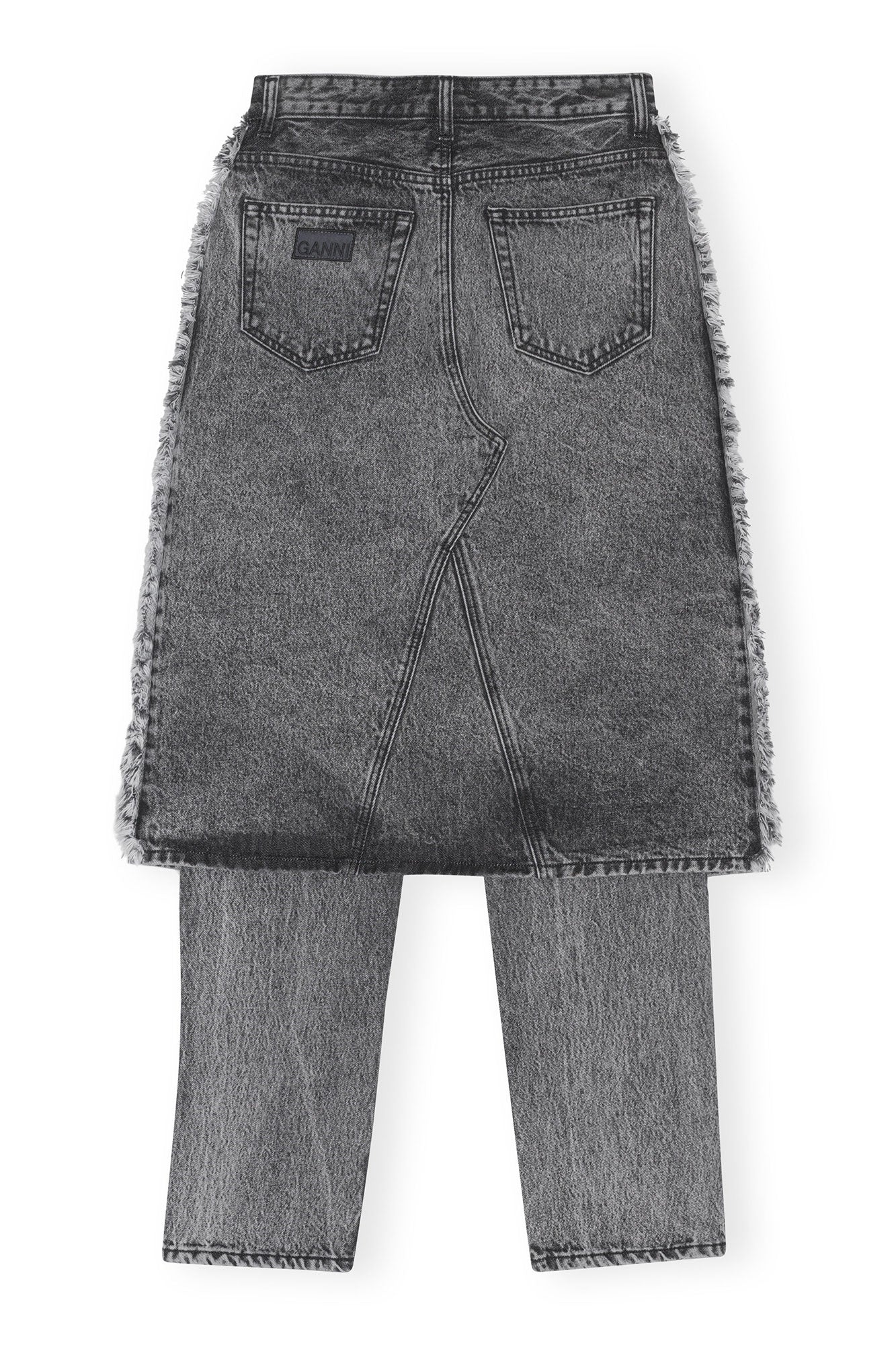 Snow Washed Denim Skirt Jeans | Black Washed