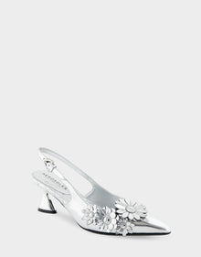 Jaya Pumps | Silver Mirror Metallic Faux Leather