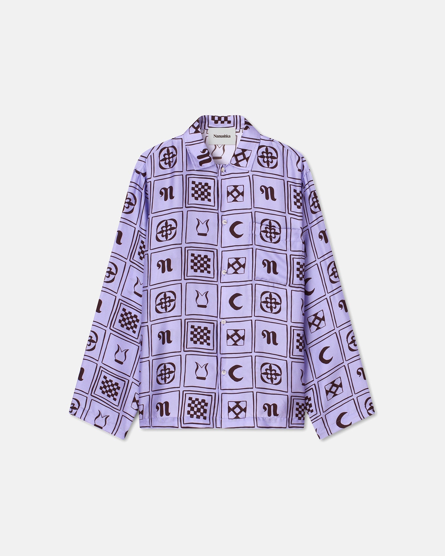 Mens | Jelmer Long-Sleeve Silk-Twill Shirt | Kopjafa Lilac