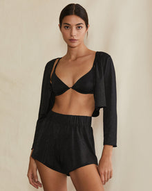 Womens | Layla Shimmer Crop Top | Black