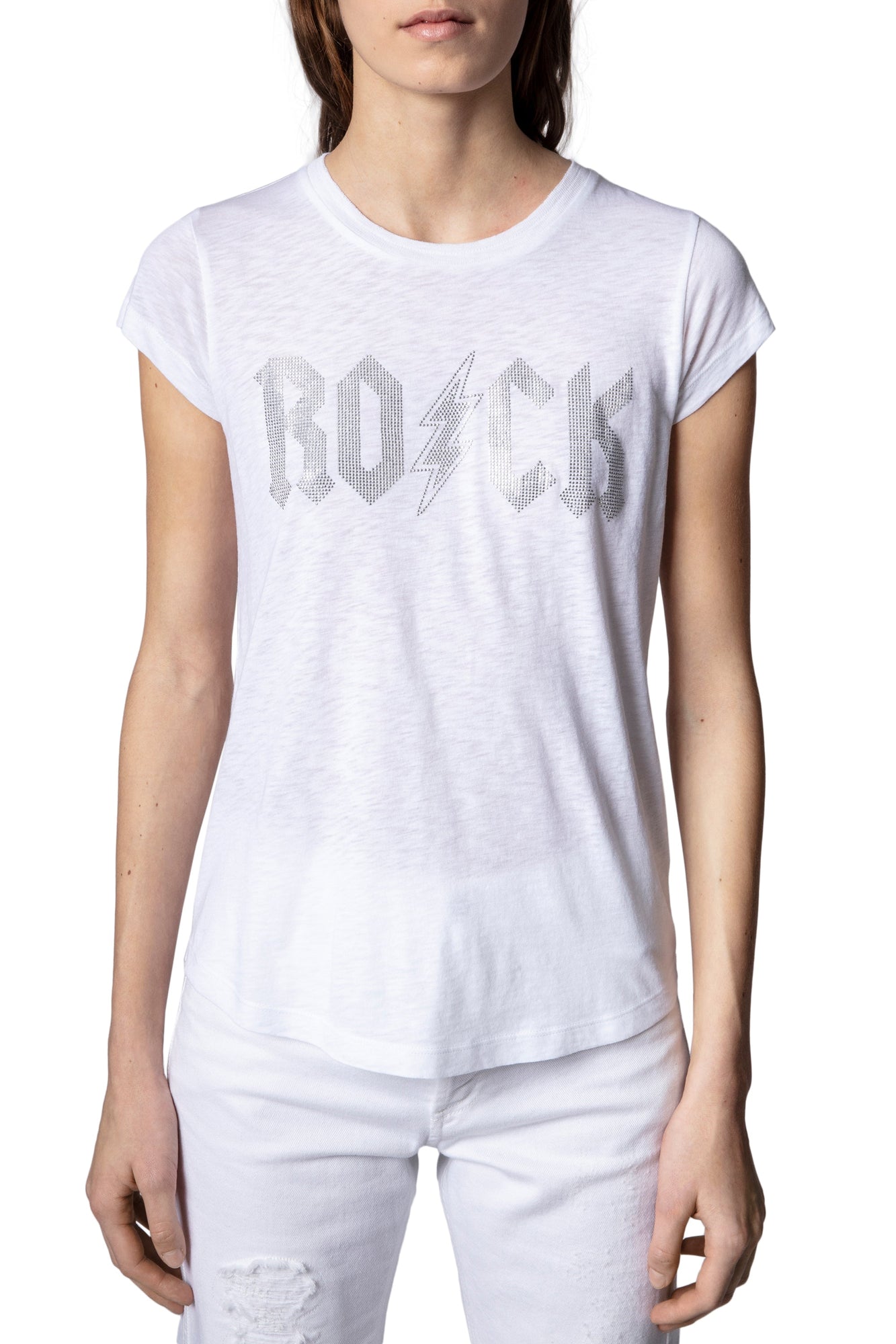 Skinny Rock Flash Strass  | White