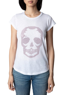 Skinny Skull Strass  | White/Pink