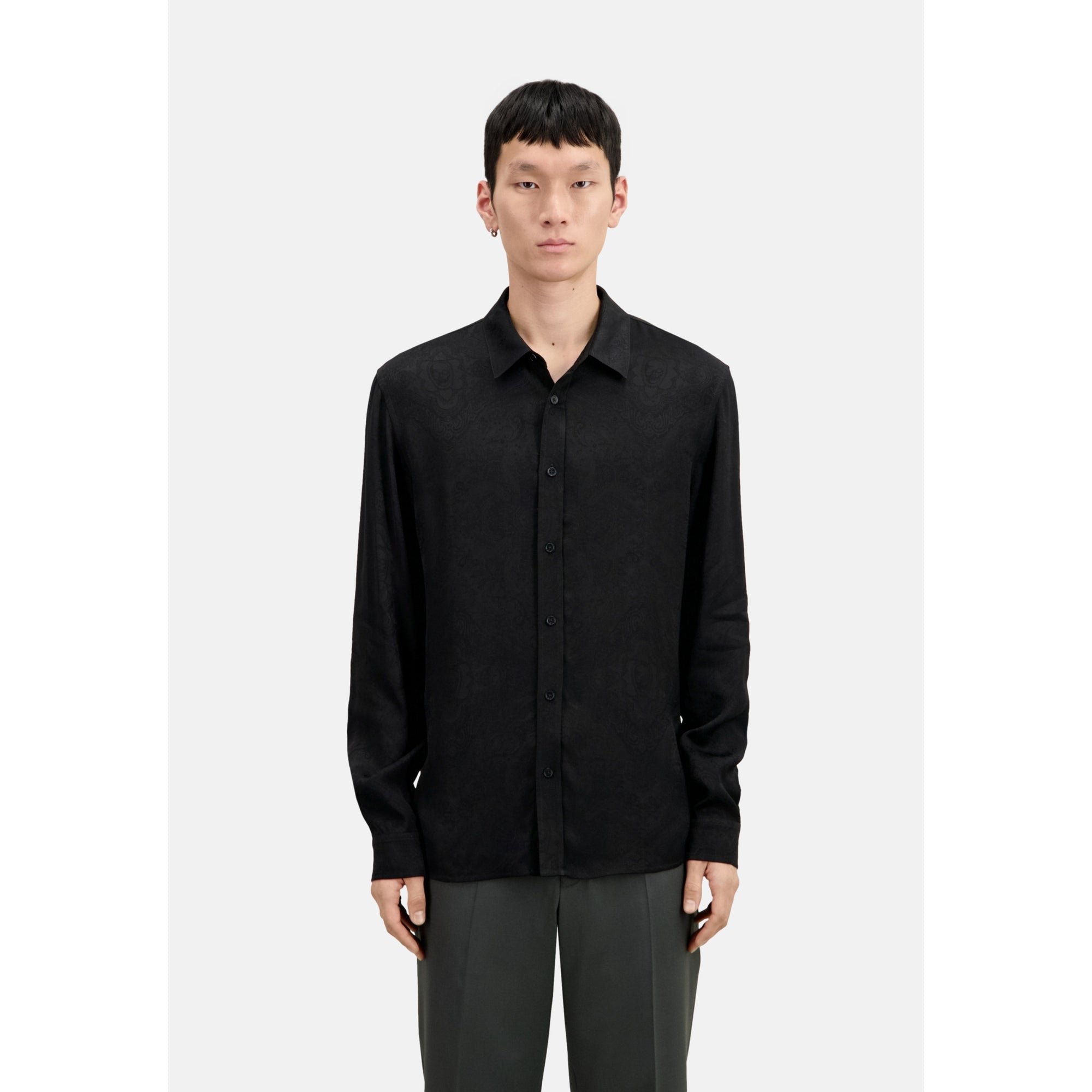 Jacquard Shirt With Skulls | Men | Black