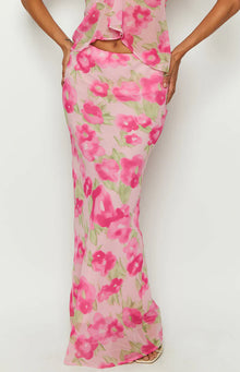 Jacqulin Floral Print Maxi Skirt | Pink