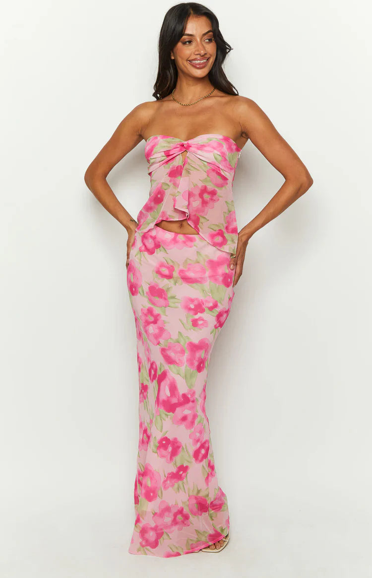 Jacqulin Floral Print Maxi Skirt | Pink