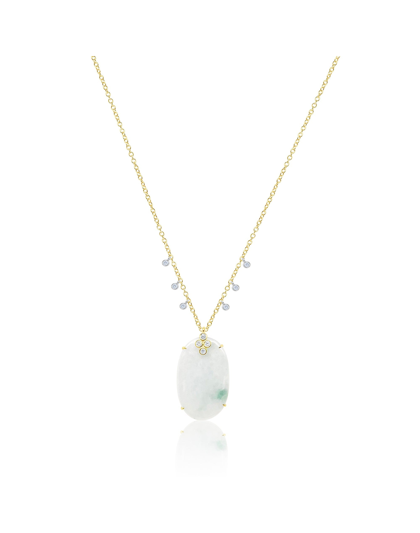 Jade and Diamond Necklace | 14k Yellow Gold