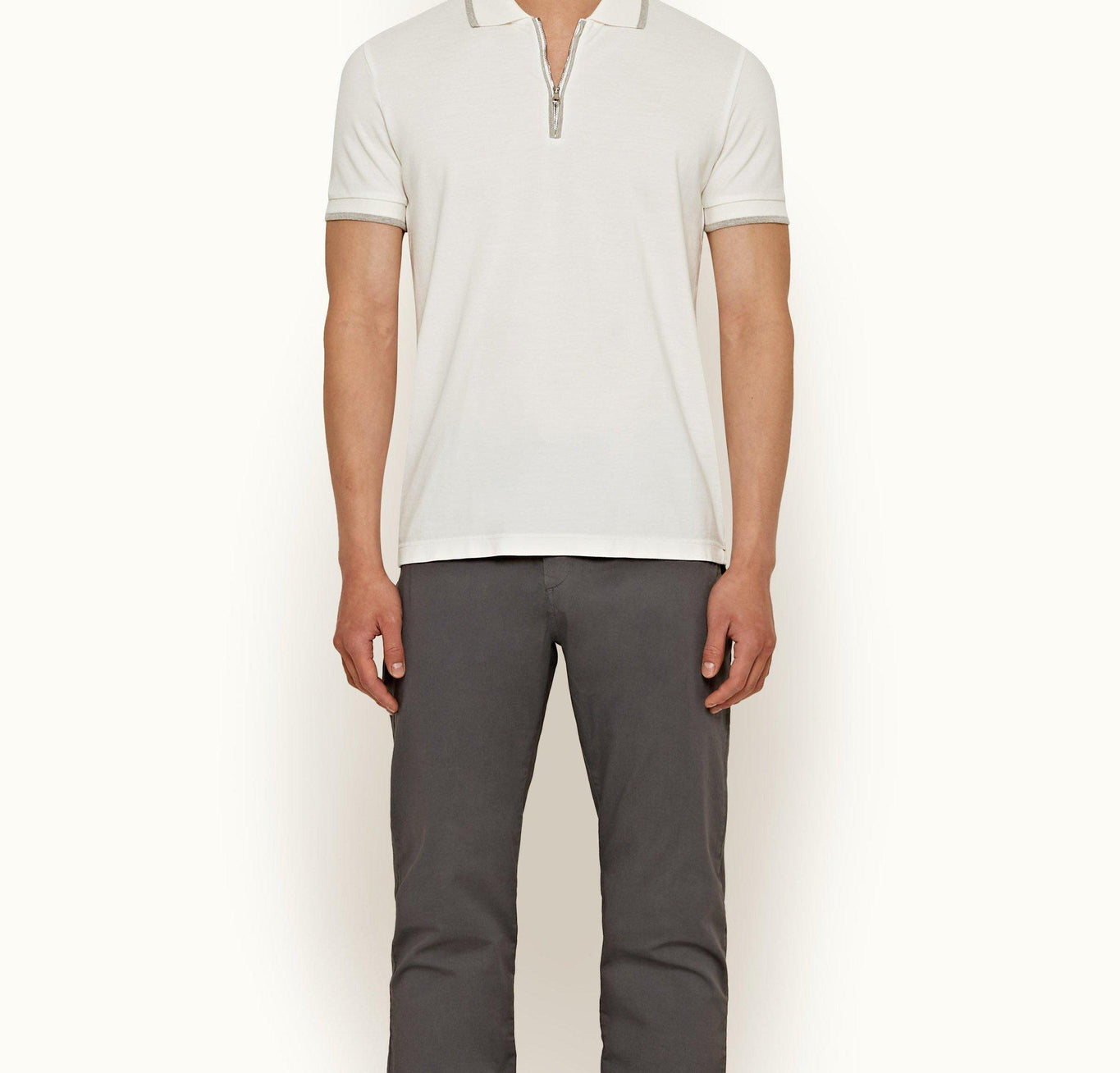 Jarrett Classic Fit Contrast Tipping Zip Placket Polo Shirt | Cloud